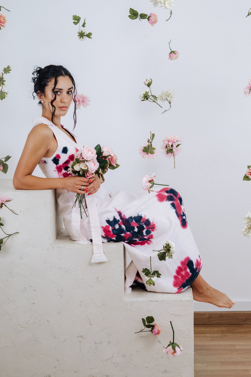 Vestido Largo con Fajín — Teñido a mano