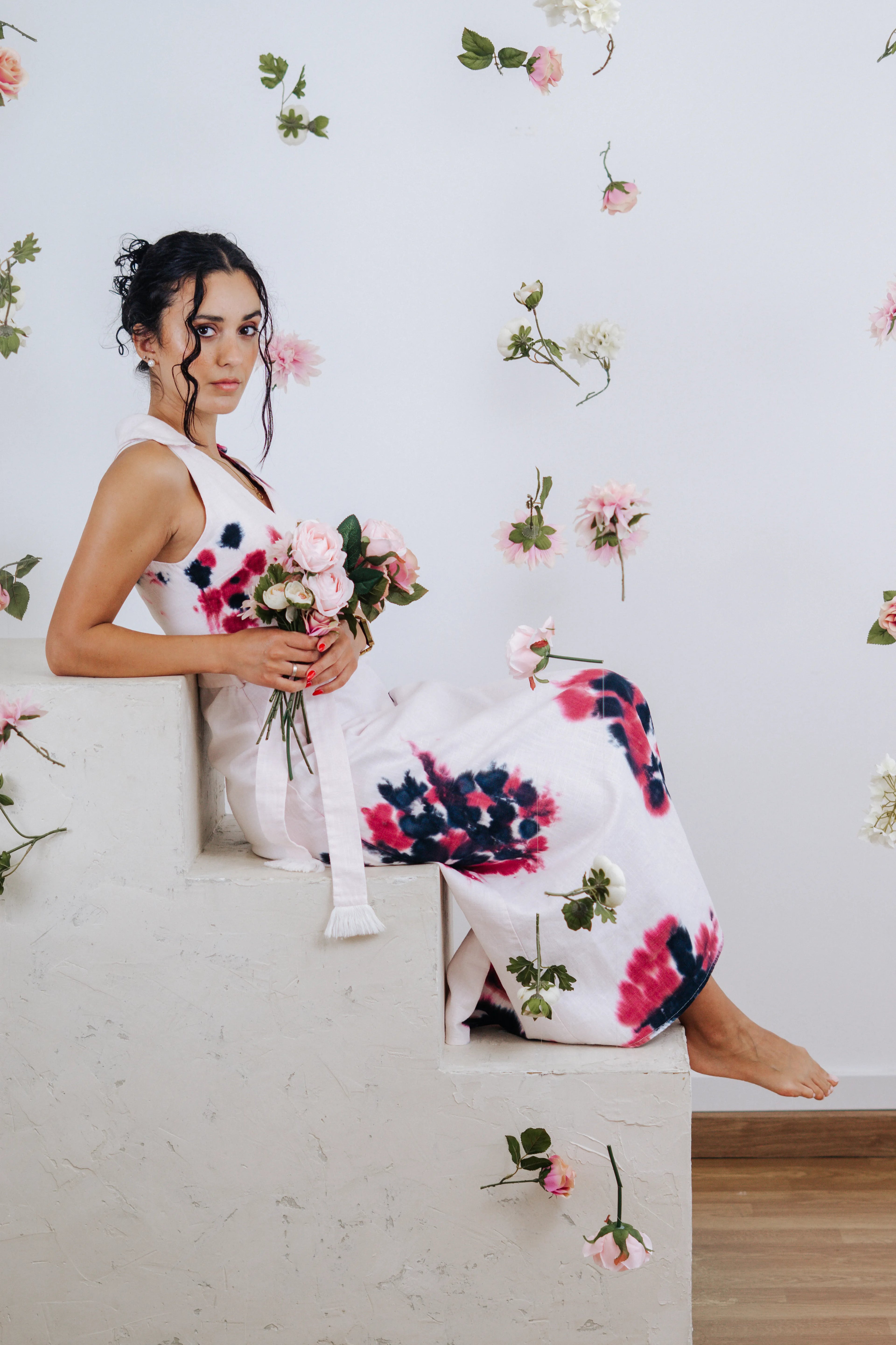 Long Dress with Belt — Hand-Dyed