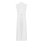 Long Dress with Belt — White
