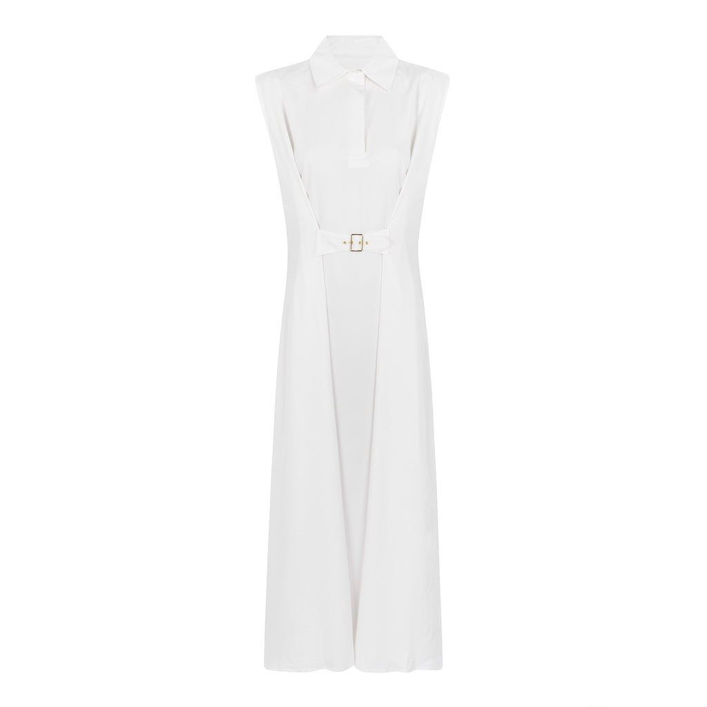 Vestido Comprido com Cinto — Branco