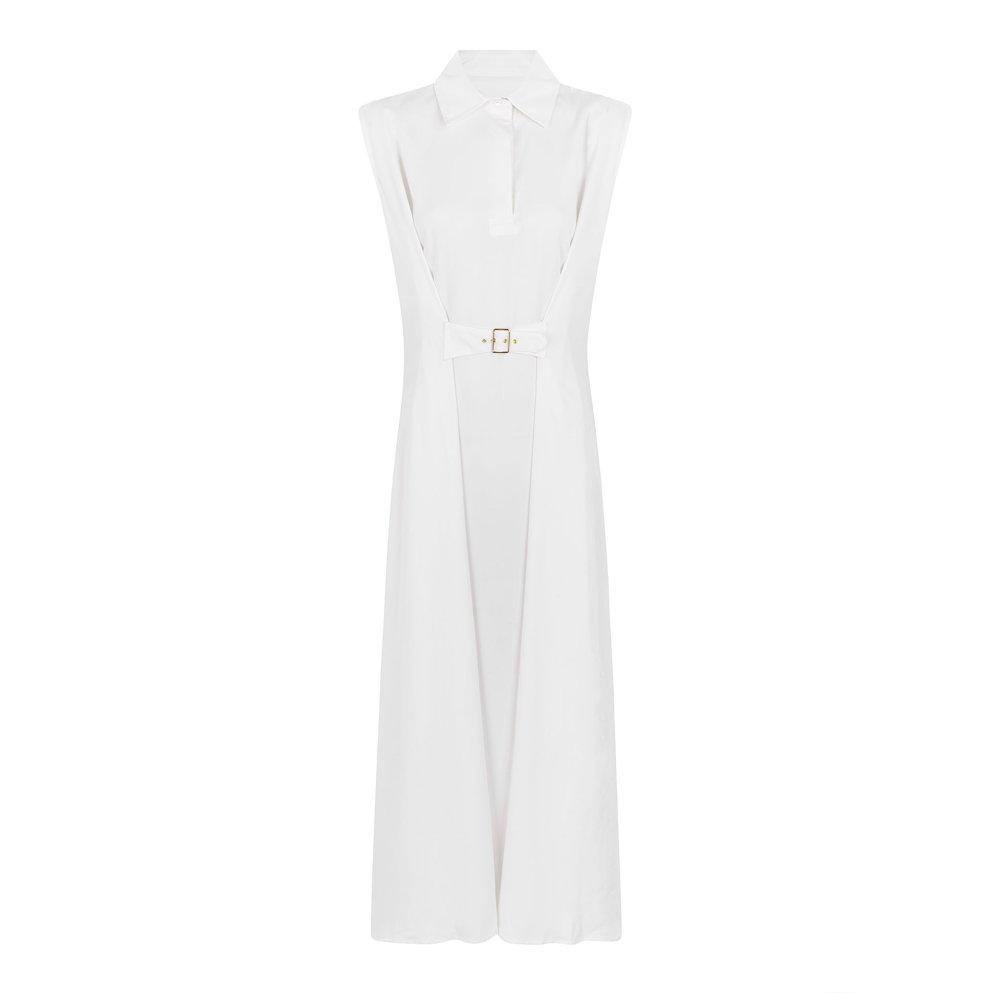 Vestido Comprido com Cinto — Branco