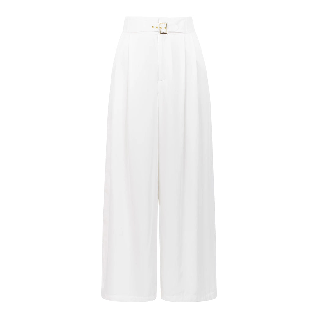 Calças Wide Leg com Cinto — Branco