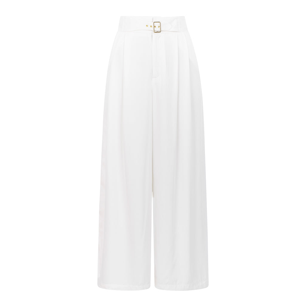 Calças Wide Leg com Cinto — Branco