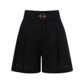Calções Wide Leg com Cinto — Preto