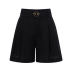 Calções Wide Leg com Cinto — Preto