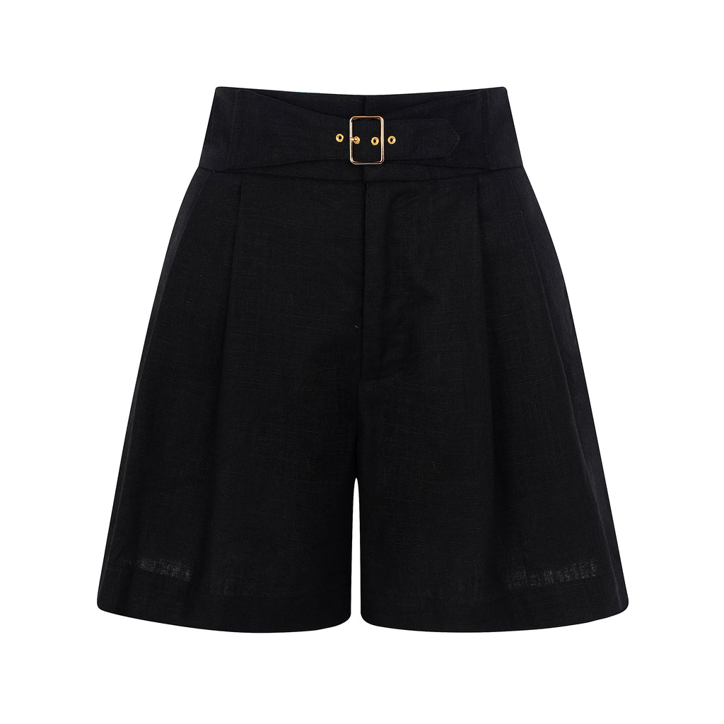 Calções Wide Leg com Cinto — Preto