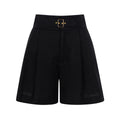 Calções Wide Leg com Cinto — Preto