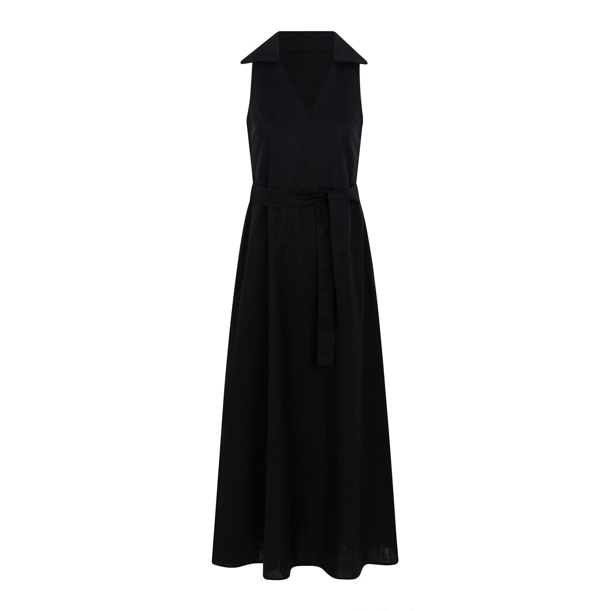 Vestido Comprido com Faixa — Preto
