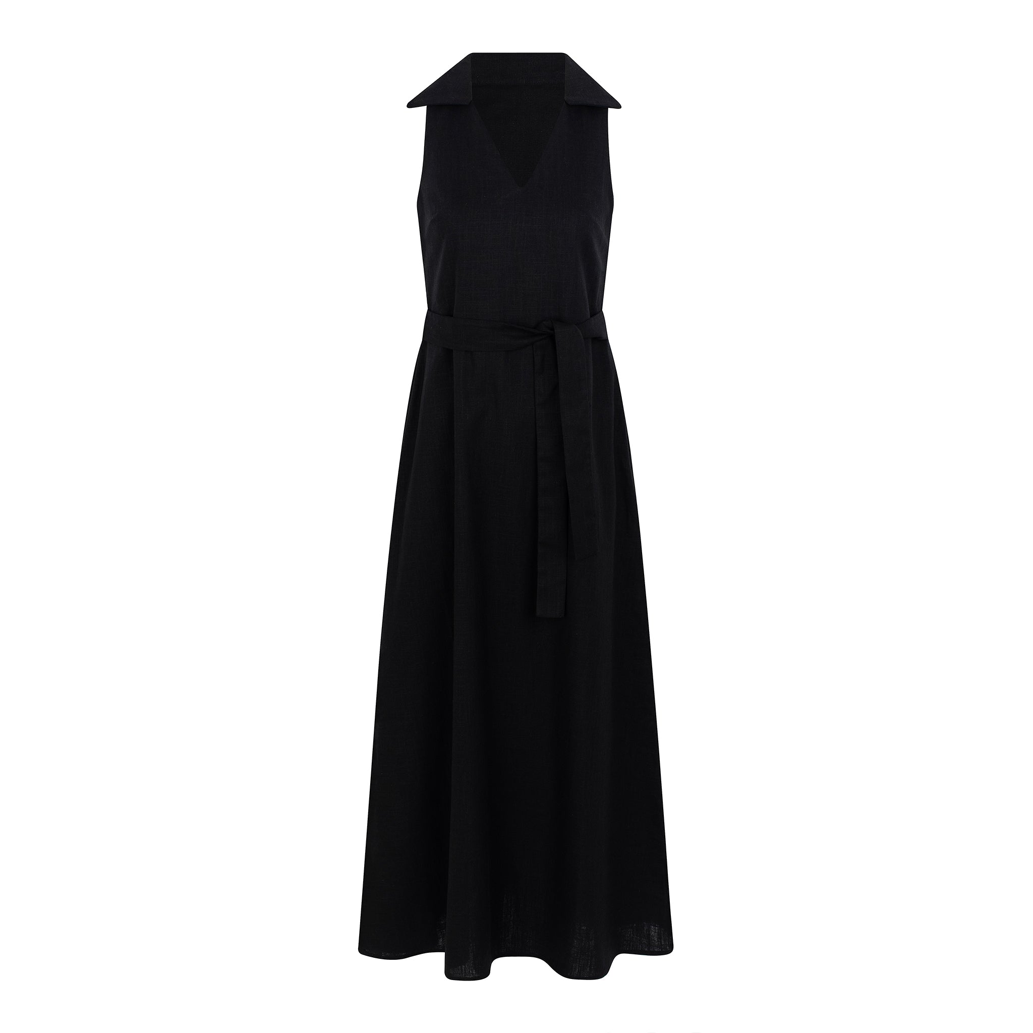 Vestido Comprido com Faixa — Preto