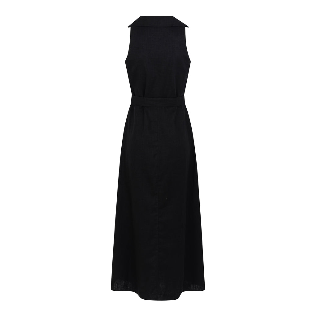 Vestido Comprido com Faixa — Preto